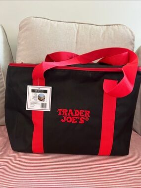 NWT Trader Joe’s Black and Red Insulated Tote Bag